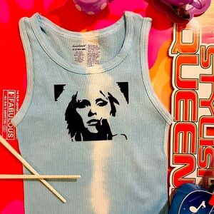 BLONDIE inspired 80s tie-dye distressed ribbed graffiti tank top Toddler 4T-5T